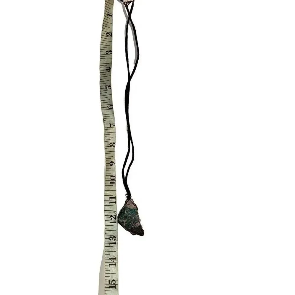 Handcrafted leather cord necklace with quartz Gem stone